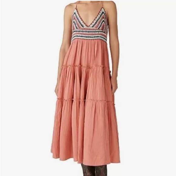 Lucky Brand Crochet Halter Maxi Dress - Picture 1 of 4